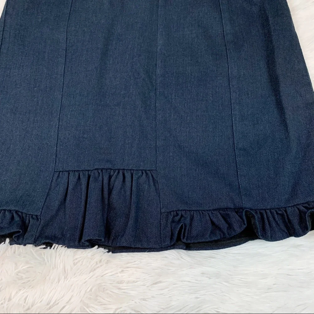 Diane Von Ferstenberg‎ ruffle embellishment denim mini skirt embroidered logo